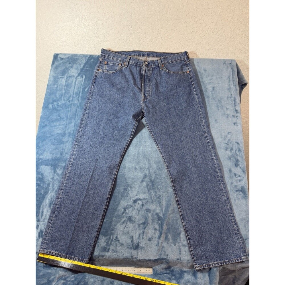 Vintage Levis 501 Jeans 38x30 Blue Denim Button Fly Straight Leg Mens 1990s 38